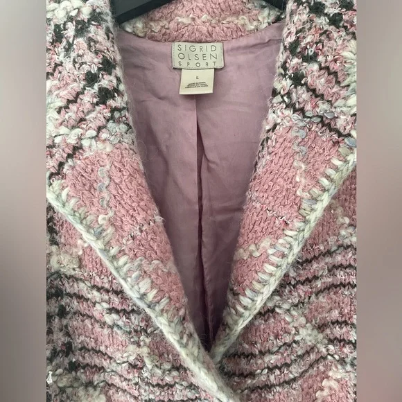 Sigrid Olsen Pink and Black Plaid Boucle Jacket/Coat - Picture 4 of 8